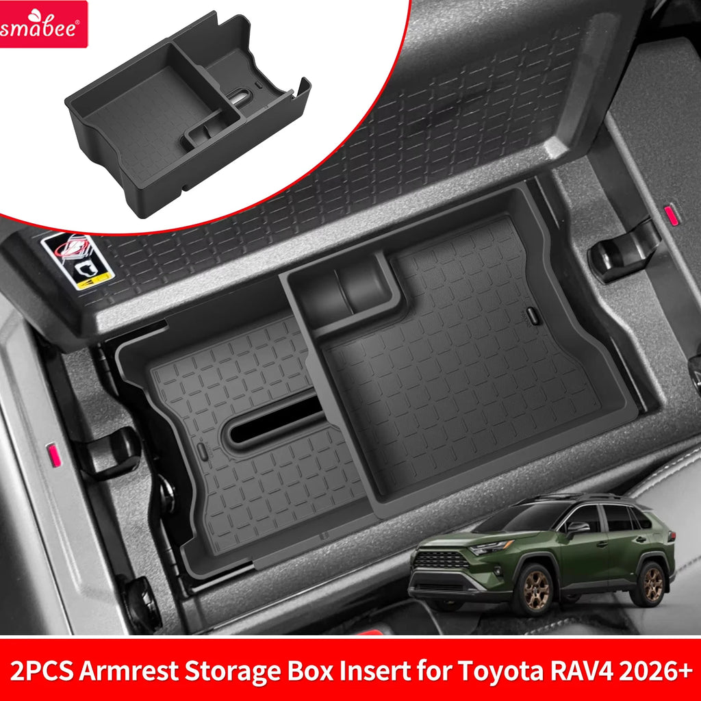 Smabee for Toyota RAV4 2026 Car Center Console Armrest Double-layer Tray Organizer Armrest Storage Box Insert Accessories