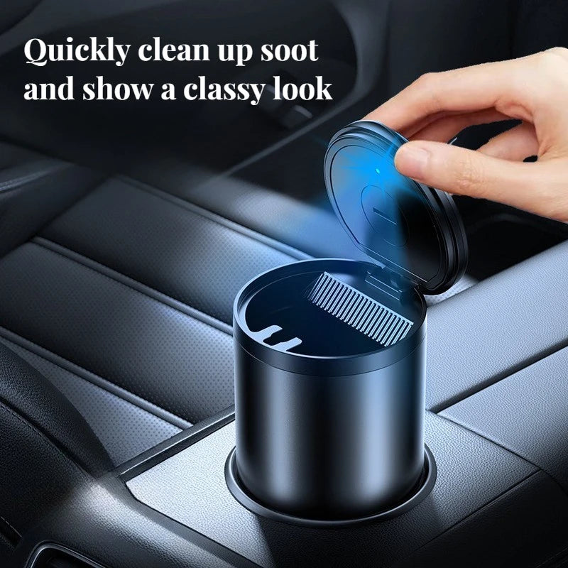 2025 New Portable Car LED Ashtray Universal Auto Ashtray Cigarette Ash Holders Cup Car Interior Decor Smokeless Auto Holder Box