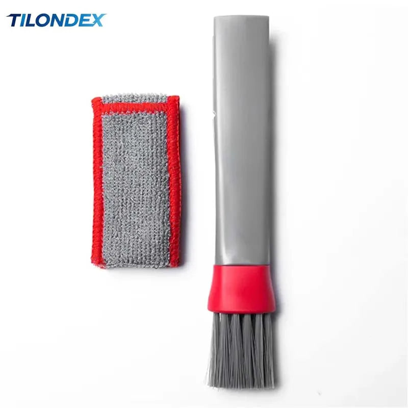TILONDEX 1/2PCS Soft Nylon Bristle Cleaning Brush with Microfiber Cloth Sleeve for Car Air Vent Auto Interior Gap Detailing