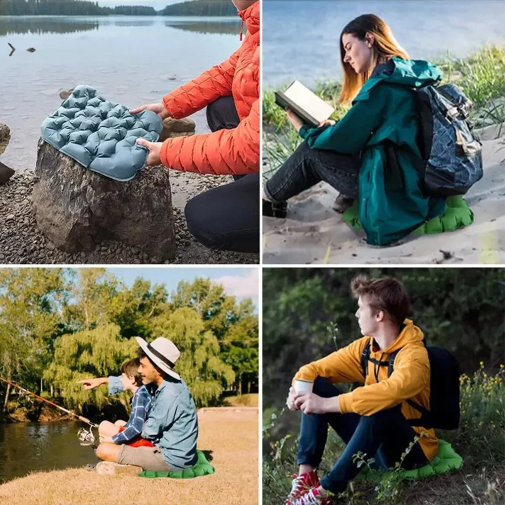 Portable Inflatable Seat Cushion Lightweight Travel Air Sitting Pad,Moisture and Water Resistant Camping Chair Mat for Outdoor