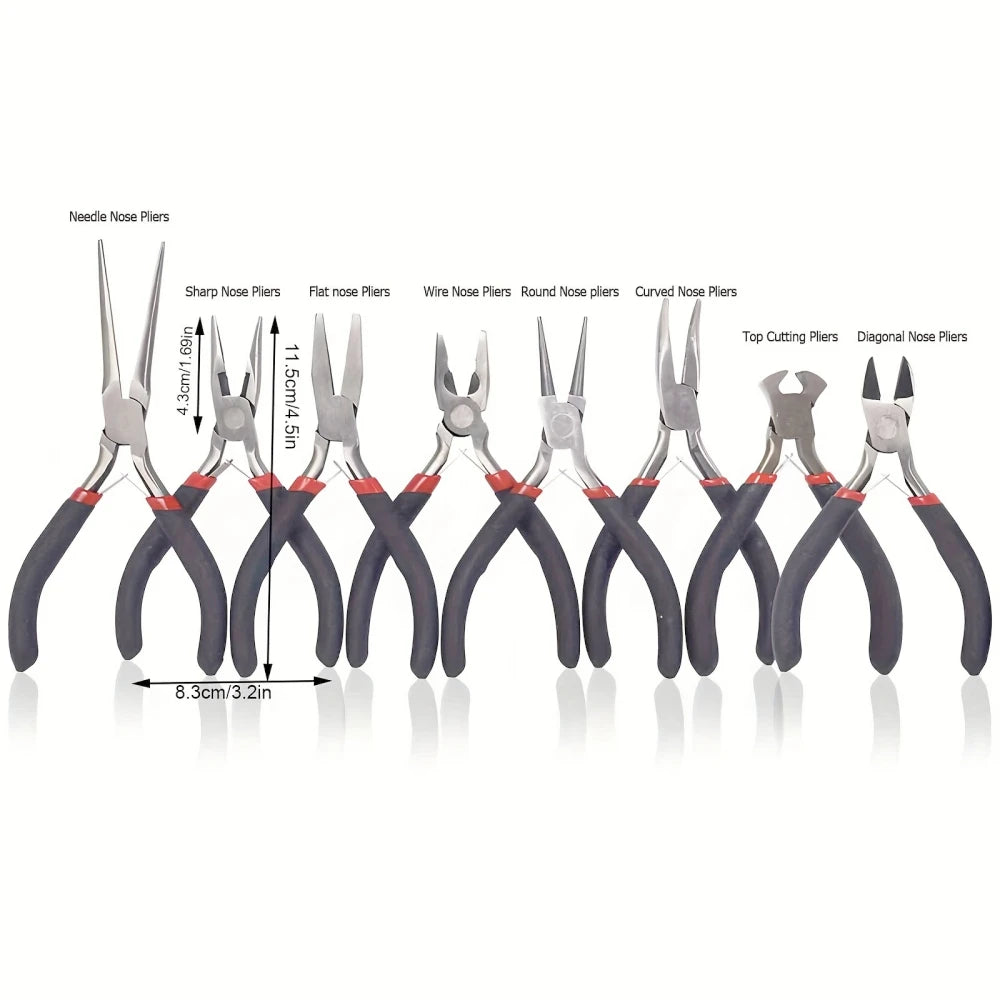 8PCS Jewelry Combination Pliers Kit Mini Hand Tools Storage Packed Carbon Steel Metalworking