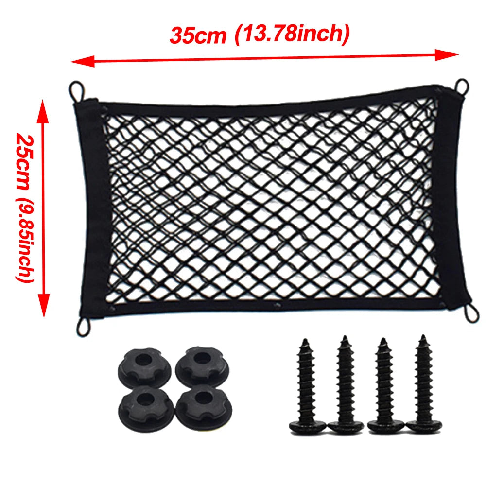Stretchable Small Cargo Net Pocket Storage Mesh Net Elastic with Mounting Screws and Hooks for RV Truck Car SUV Boats