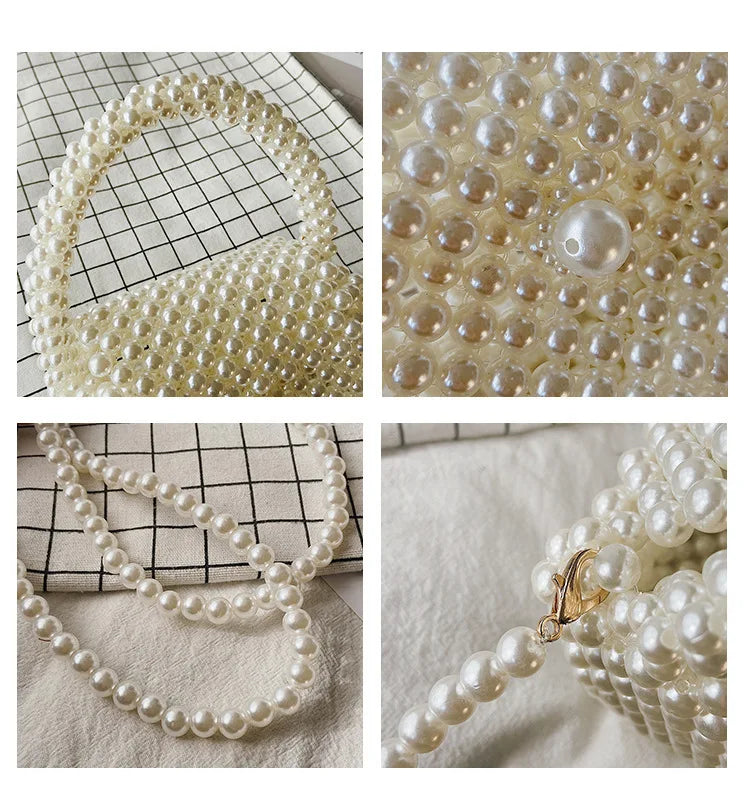 Handmade Woven Beaded Pearl Bags For Women Handbags New Fashion Trend Beach Vacation Phone Clutch Party Bags