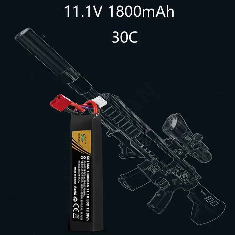 Lithium Polymer Battery 501865 1800mAh 30C T PLUG 11.1V for RC Car Water Gun Mini Paintball Air GunElectric Toy Gun Accessories