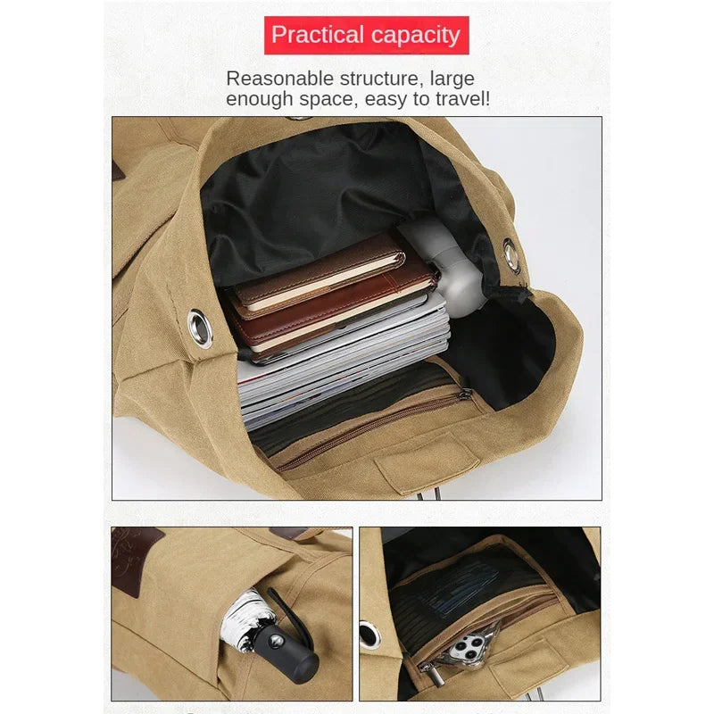 30L/60L Outdoor Sports Bag  Rucksack Canvas Backpacks  School Bag Hiking Travel Backpacks Bucket Bag