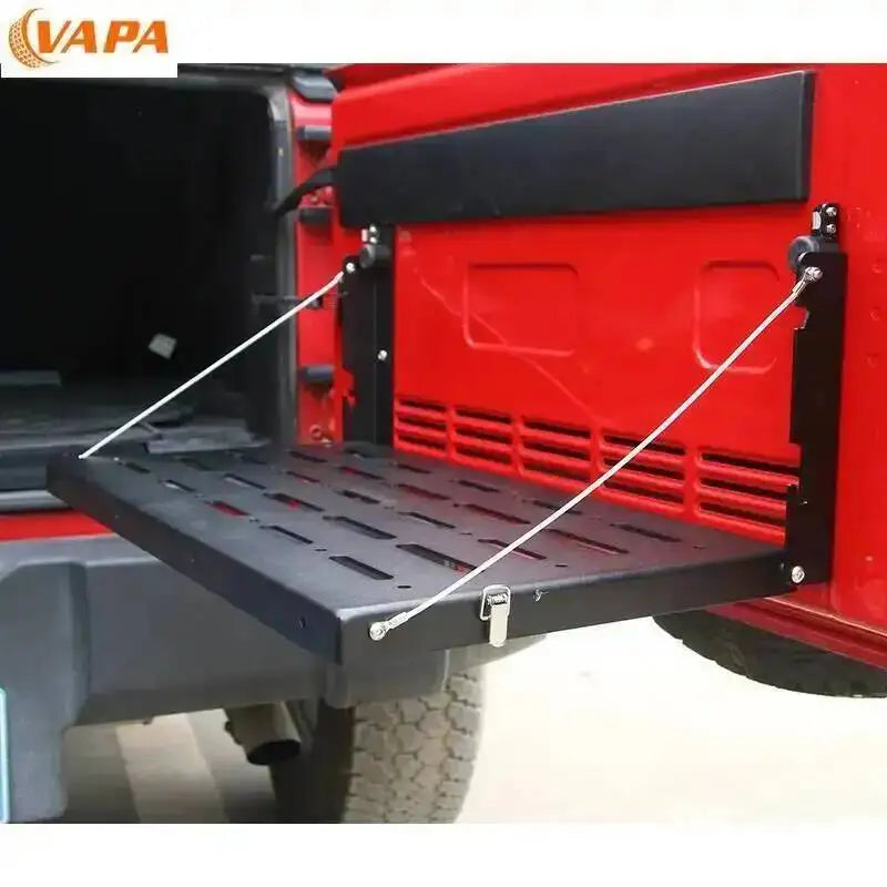 Car Tailgate Table Rear Foldable Cargo Shelf Aluminum Alloy Storage Shelf for Jeep Wrangler JK 2007-2017 Black