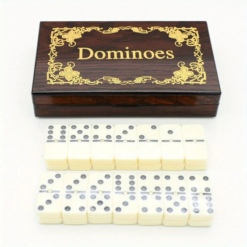 Classic Six-Dot Dominoes Board Game Premium Wooden Domino Set with Elegant Storage Box for Family Entertainment Travel-Friendly