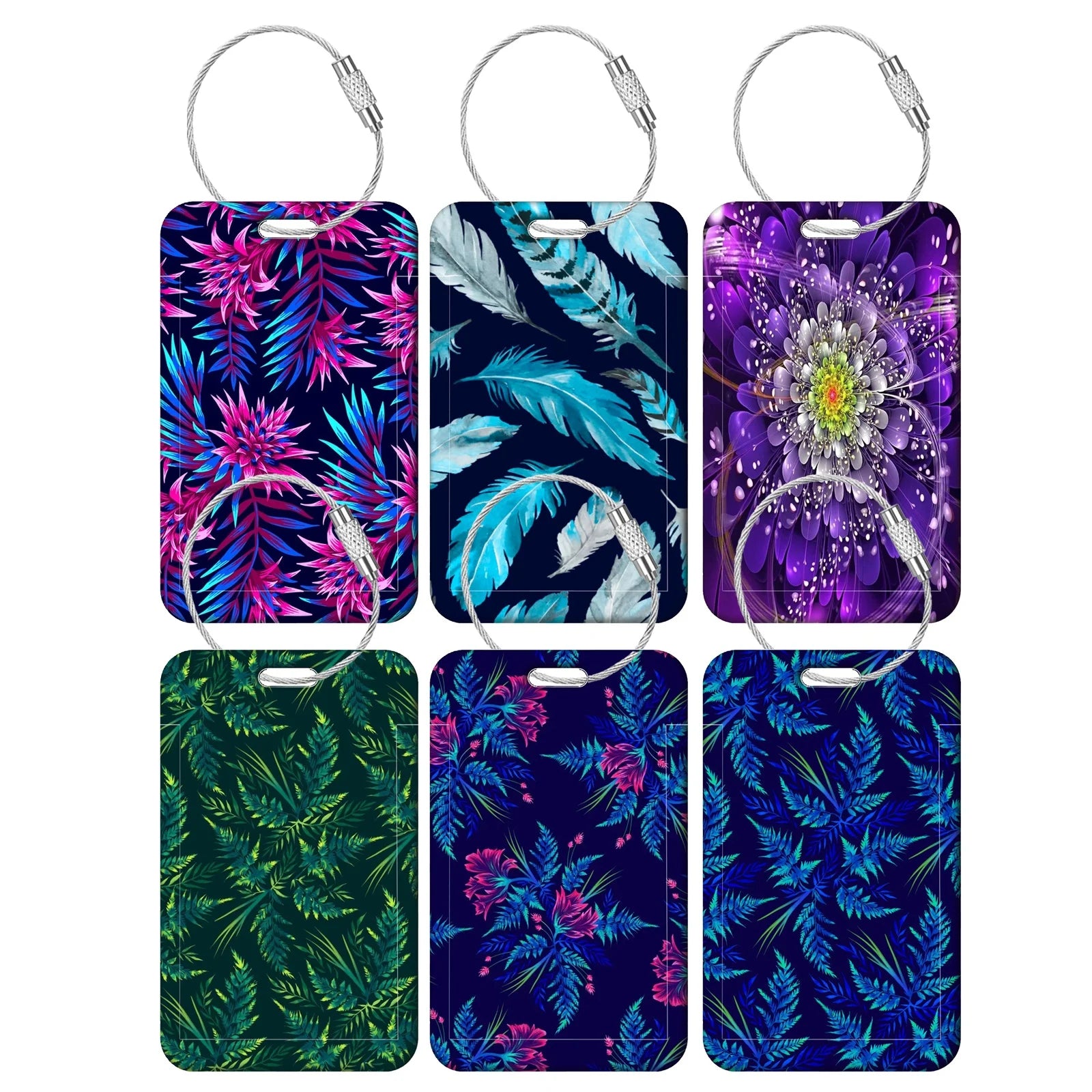 Interesting Plant Pattern Baggage Tag Women Suitcase Backpack Anti-Lost Listing ID Card Holder Fashion Luggage Accessories Gifts