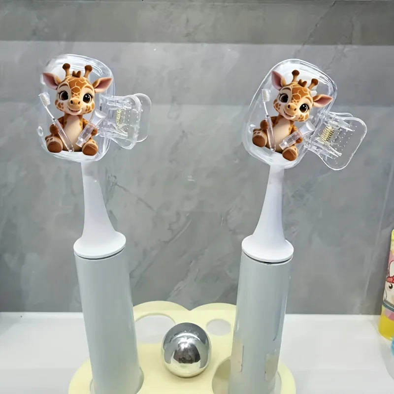 2pcs Adorable Giraffe Portable Toothbrush Head Cove Protector Holder Bathroom Accessory for Home Travel Daily Use Outdoor Trips
