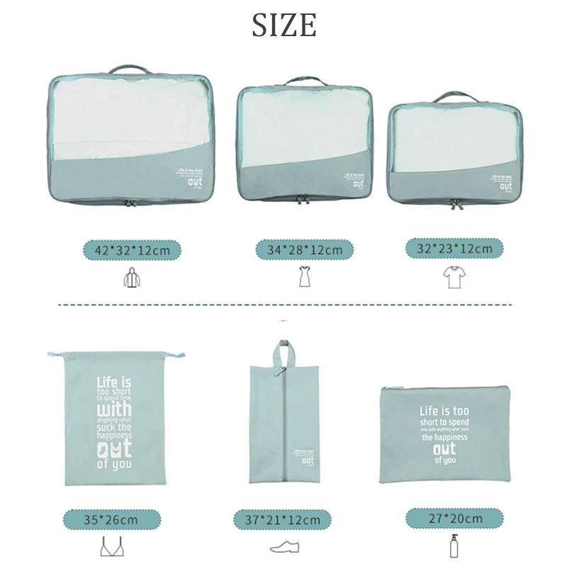 6pcs Travel Organizer Pouch Suitcase Washable Packing Cube High Quality Luggage Organizer Portable Clothes Pouch Bag Lightweight