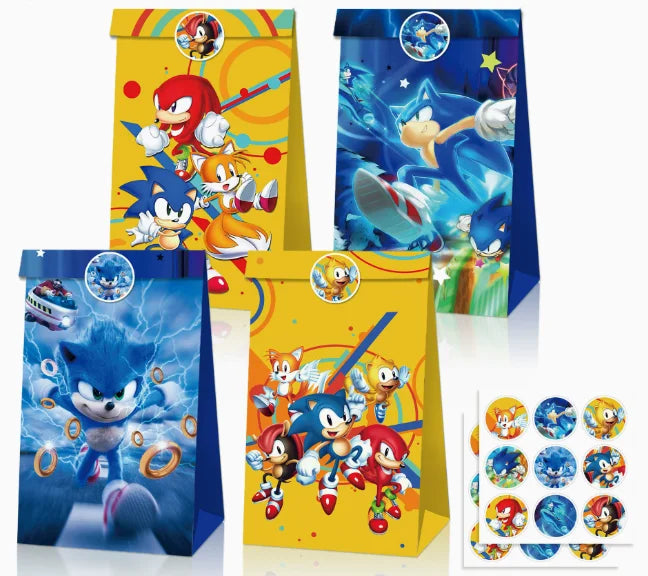 Sonic Birthday Party Supplies Hedgehog Action Figure Disposable Tableware Paper Plates Cup Knife Fork Spoon Baby Bath Toys