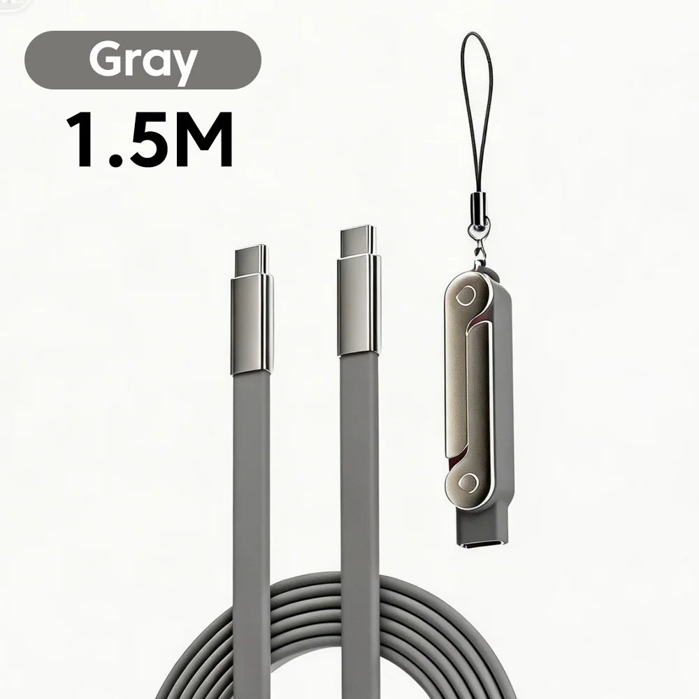 240W Fast Charging Cable Foldable Mobile Phone Holder Type C to Type C Data Cable PD Usb C Cable with Type C to type C Adapter