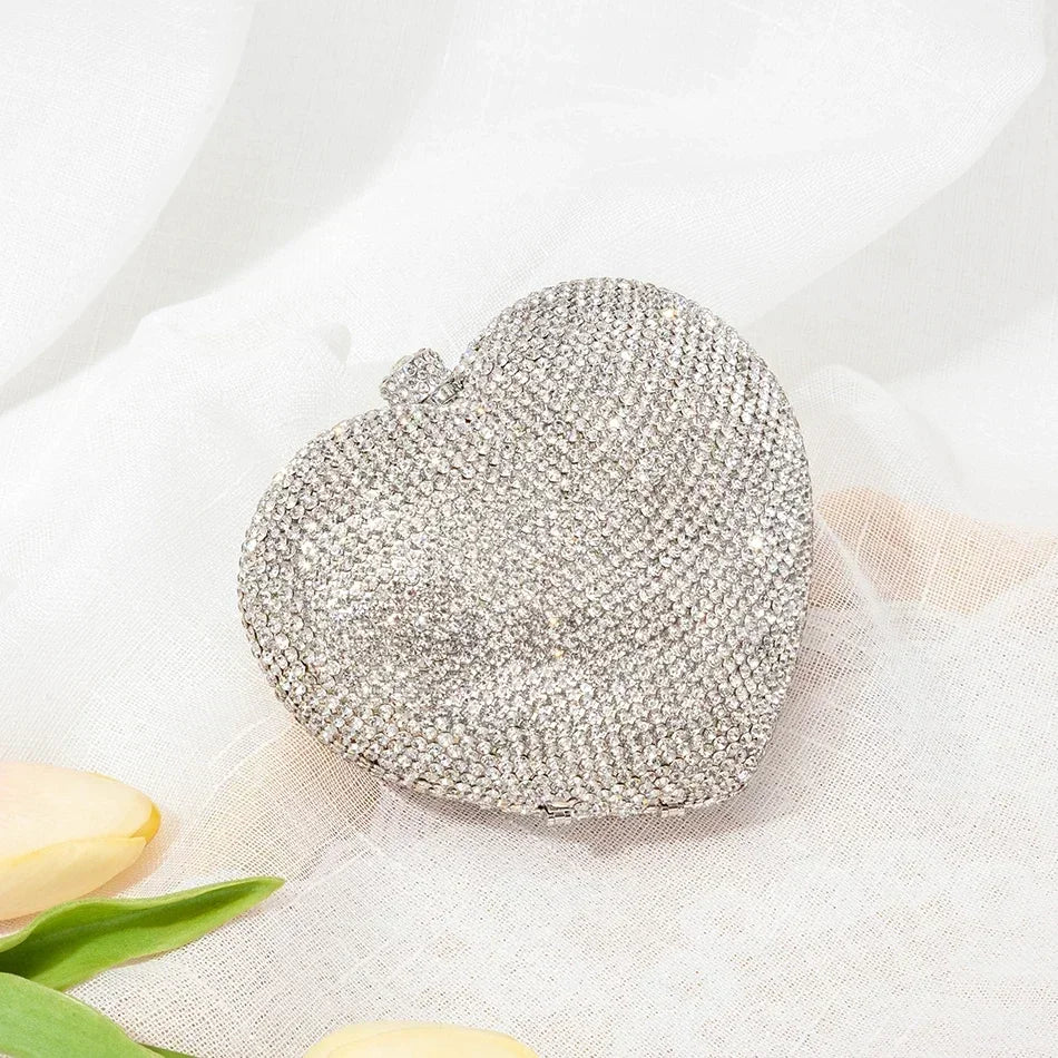 Alizekerr Heart Shaped Crystal Evening Bags Women Boutique Classy Chic Rhinestone Small Clutch Purses And Handbags Wedding Party