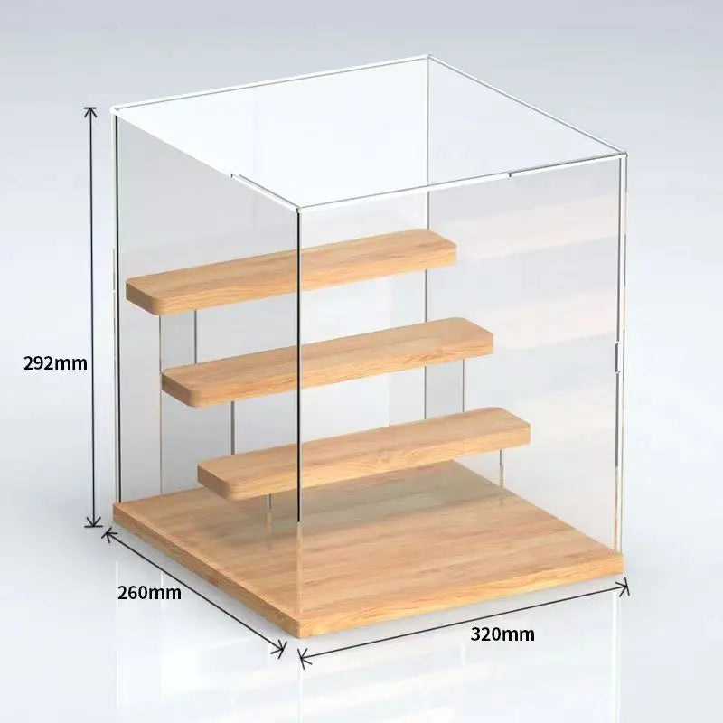 Solid Wood Step Figure Display Cabinet Transparent Acrylic Display Box For Toys, Car Models, Action Figures Storage And Display