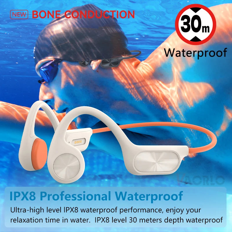 New IPX8 Waterproof Bone Conduction Headphones Bluetooth 5.4 Wireless Swimming Hifi Headset 32GB MP3 Sport Handsfree With Mic