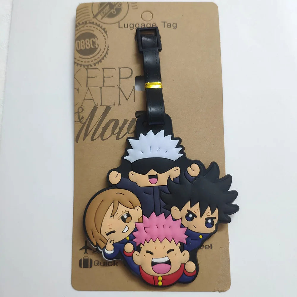 Anime Demon Slayer Luggage Tag Travel Portable Baggage Boarding Label Silica Gel ID Addres Holder Luggage Individuality Tags