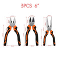 3 Piece 8''/6” Universal Diagonal Pliers Needle Nose Pliers Set Wire Cutters Electrician Hardware Hand Tool for Home Workshop