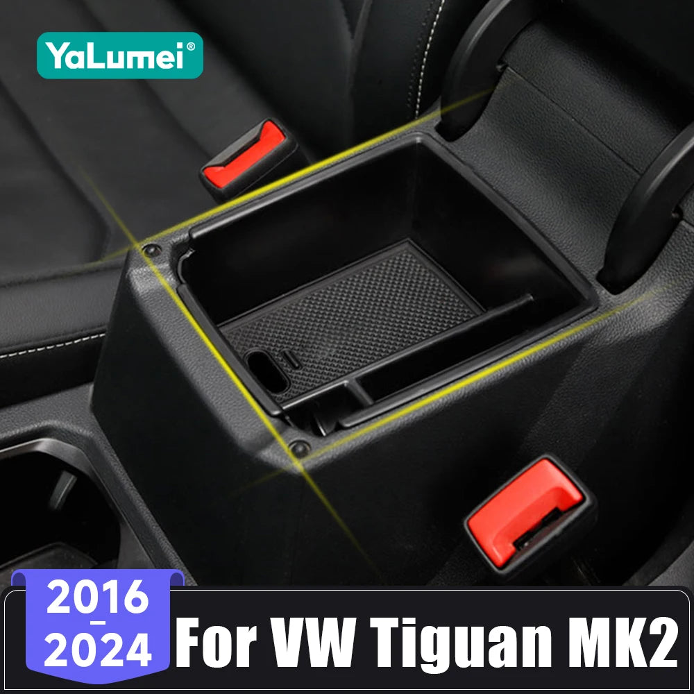 For Volkswagen VW Tiguan MK2 2016 2017 2018 2019 2020 2021 2022 2023 2024 Car Center Armrest Storage Box Glove Case Accessories