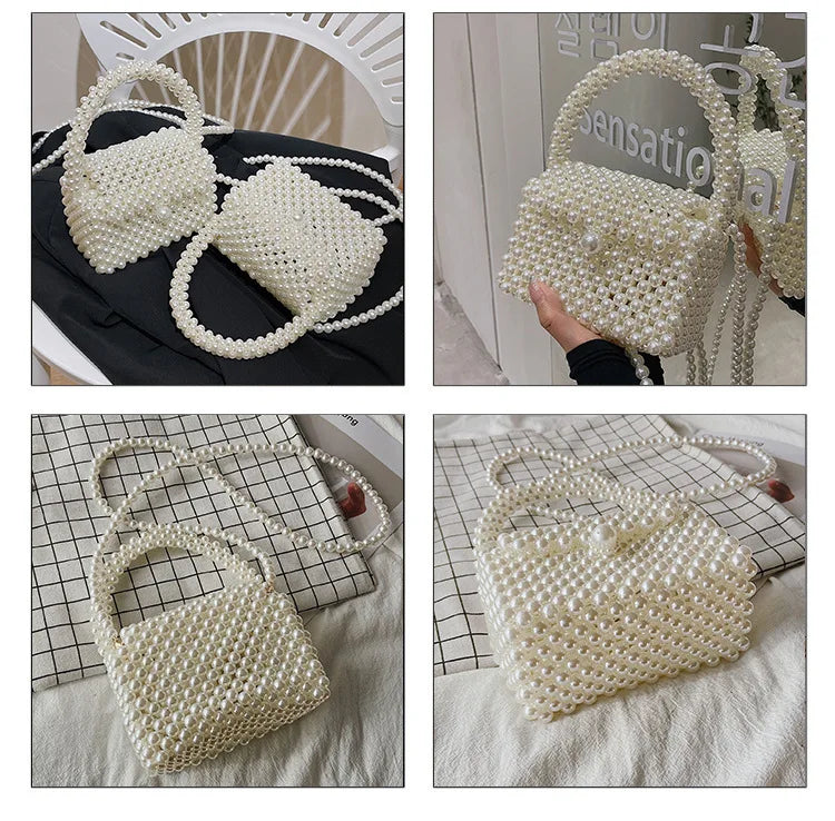 Handmade Woven Beaded Pearl Bags For Women Handbags New Fashion Trend Beach Vacation Phone Clutch Party Bags