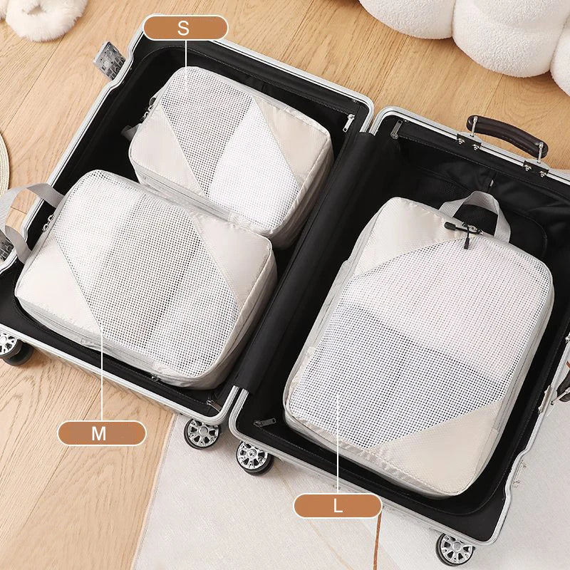 Compression Travel Cubes 3pcs High Quality Organizer Pouch Bag Waterproof Plane Suitcase Packing Cubes Clothing Mesh Bags Set