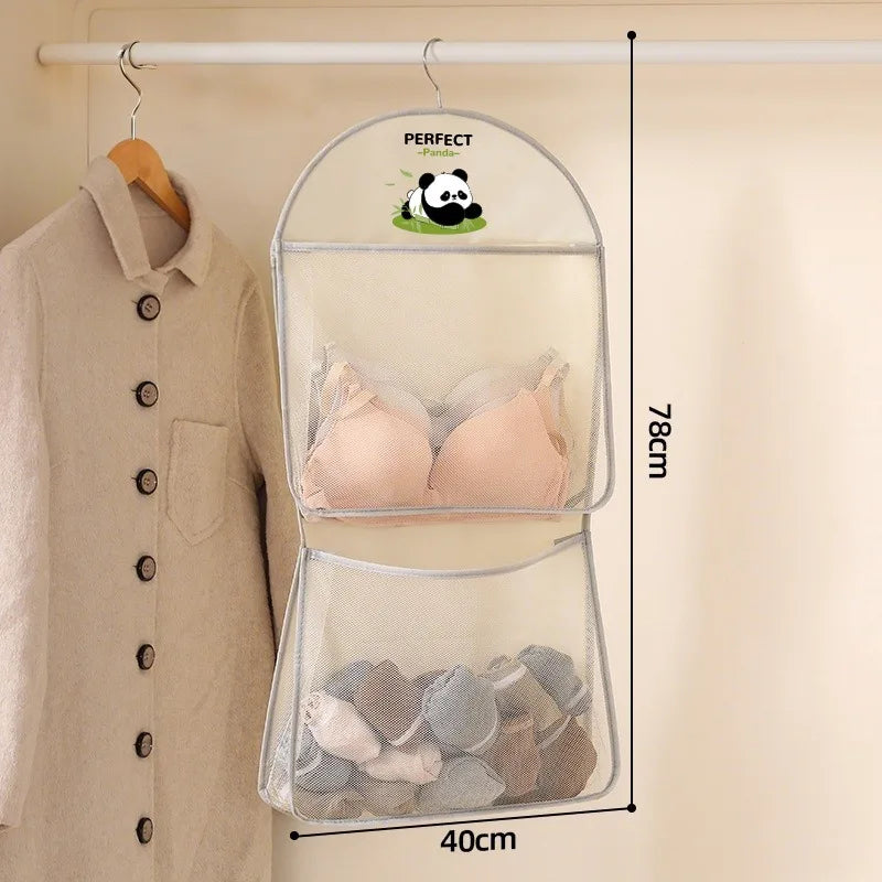 Hanging Mesh Underwear Storage Bag Multi-Tier Hanging Bag for Dormitory Bedrooms Underwear Organiser