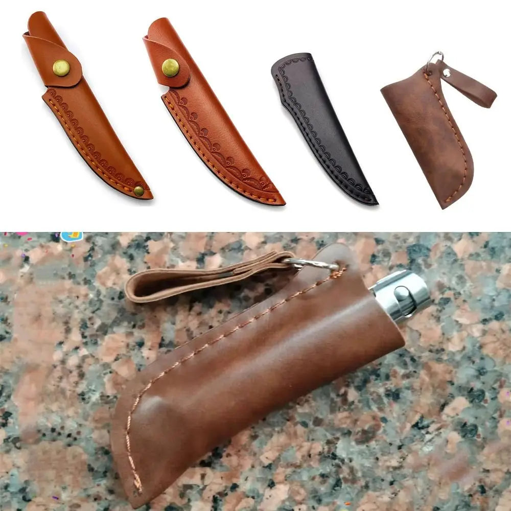 Outdoor Equipment Pocket Hunt Leather Sheath Holder Belt Loop Case Straight Knife Tool Camp Outdoor Carry Flashlight Case