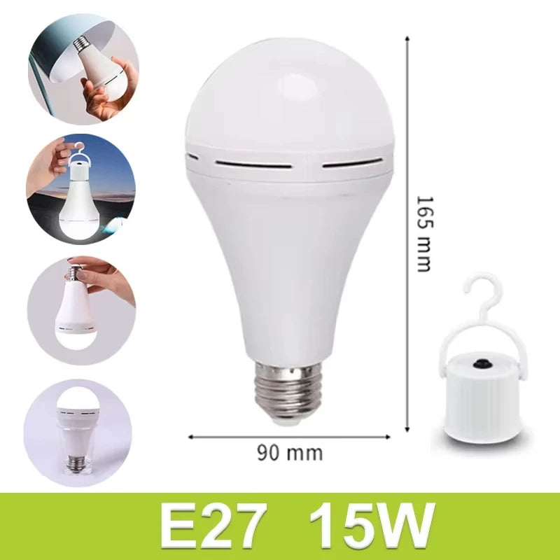 9W 15W LED Emergency Light Bulb Rechargeable Energy Saving Lamp for Home Power Outage Backup Waterproof Portable Handheld Light