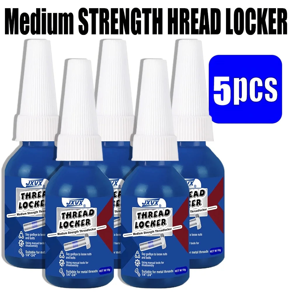 1-5Pcs Medium Strength Thread Sealant, Thread Locker, Quick-Drying Screw Locking Agent, Blue Screw Glue, Strong Anti-Slip Thread Fixing Adhesive