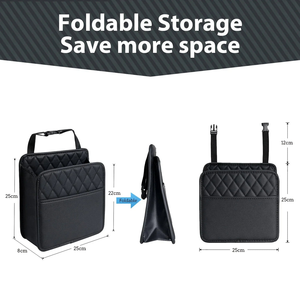 Multi-functional car seat back storage bag Leather storage bag Garbage bag Storage bag Garbage can storage for most models