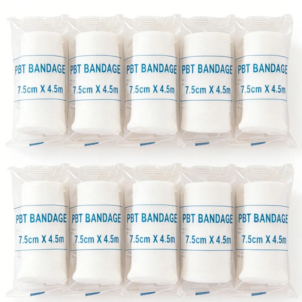 10PCS 4.5M/Roll PBT White Mesh Elastic Bandage Breathable Non-woven Wound Dressing 5/7/10CM Outdoor First Aid Fixed Bandage