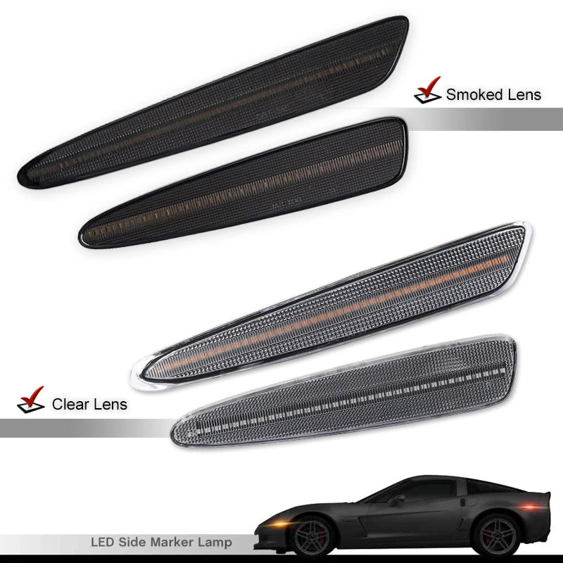 iJDM Front Rear Bumper LED Side Marker Turn Signal Lights Yellow Red for Chevrolet Corvette C6 2005-2013 2012 Car Accessories