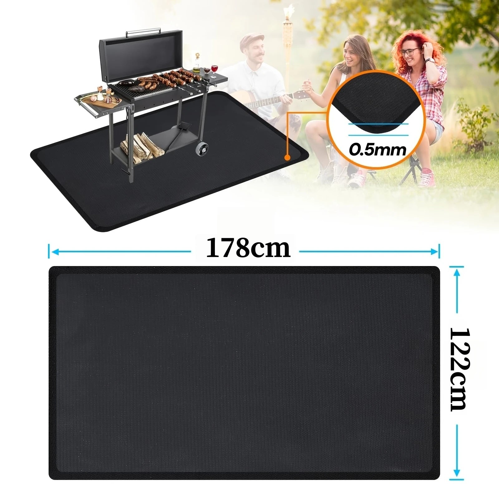 Outdoor BBQ Grill Fireproof Mat - Barbecue Pad for Wooden Floors/Lawns-Reusable Heat Resistant Fire Pit Mat, Flame Retardant Pad