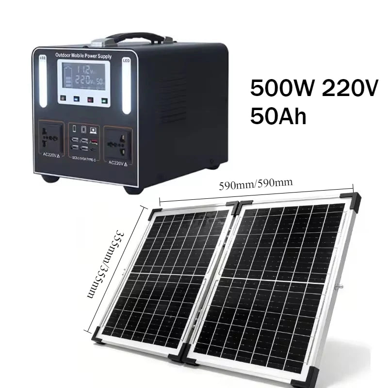 600W Portable Power Station 220V LiFePO4 High Power 555Wh 55Ah Solar Outdoor Mobile Power Supply Home Emergency Energy Storage