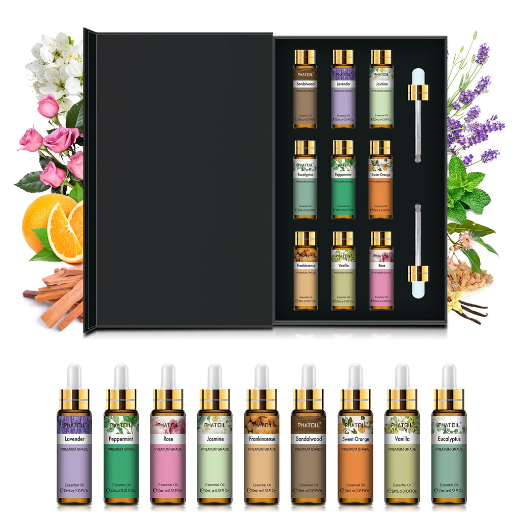 PHATOIL 1/9PCS Essential Oils Gift Set-10ml Pure Essential Oil For Diffuser Aromatherapy Candle Making Lavender Vanilla Oils