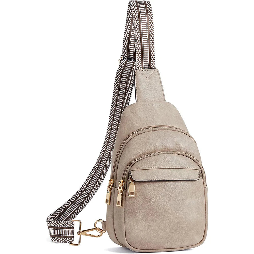 New Chest Sling Bag Crossbody Bag Pu Leather Shoulder Bag Large Sling Backpack Fanny Packs Chest Bag Travel Cycling Sports Bag