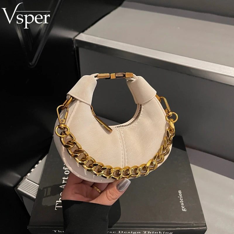 Vsper Exquisite Round Mini Top-handle Bags With Golden Chain Luxury Designer Handbags Small Shoulder Cross Body Coin Purses 2026