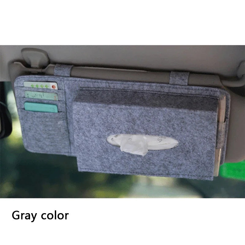 2025 Creative Car Sunshade Tissue Box Paper Towel Bag Multi - Function Felt Car Hanging Seat Car Interior Storage Box Supplies