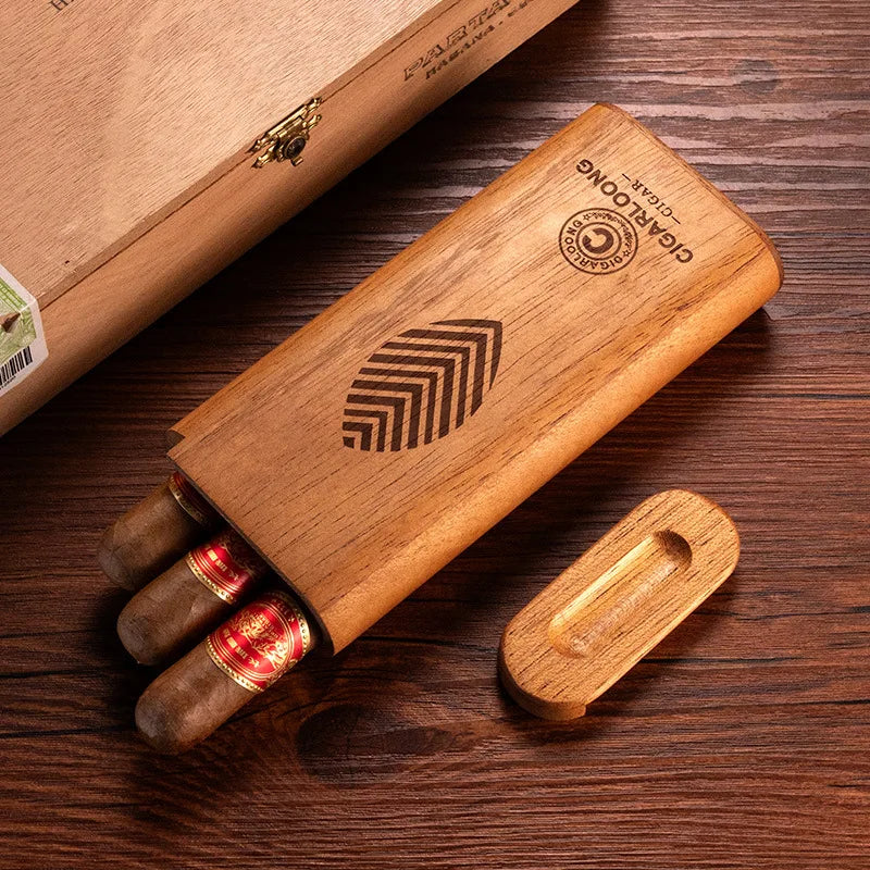 Convenient Travel Cedar Cigar Case 2/3 Holes (22mm) Portable Wooden Cigar Tube Box Accessory