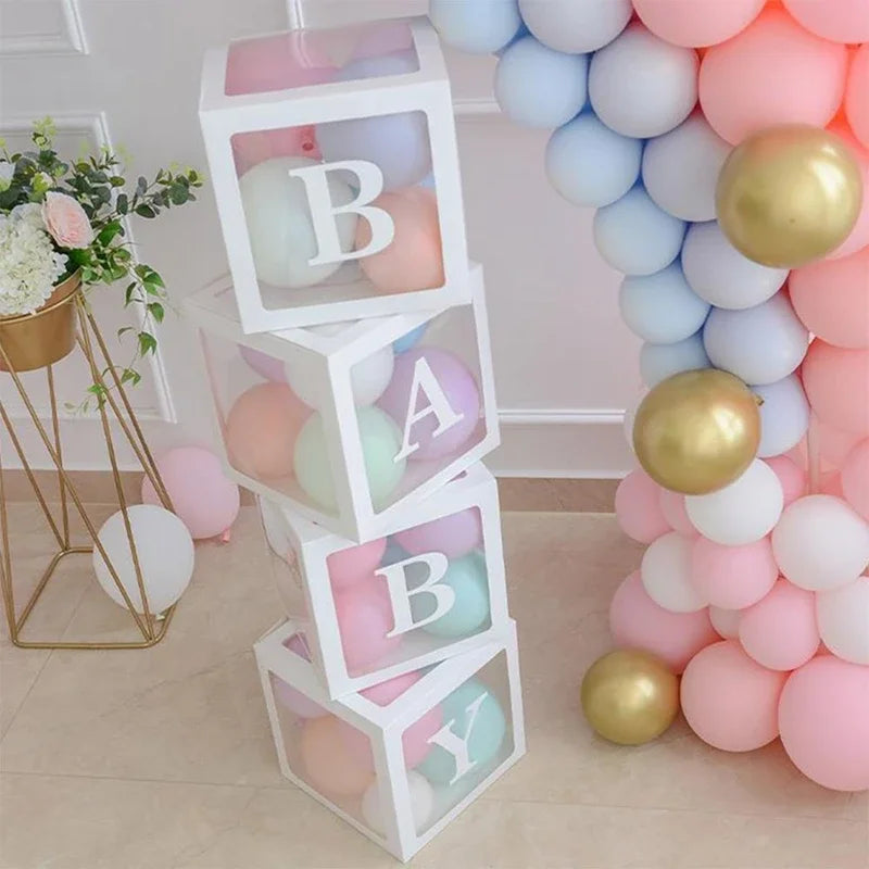 25/30cm Custom Transparent Letter Box A-Z Baby Shower Girl 1st Birthday Party Decoration Kids Wedding Birthday Balloon DIY Box