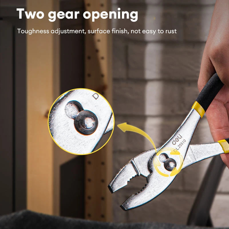 Deli 6"/8"/10" Slip Joint Pliers Carp Pliers 2nd Gear Adjustable Automobile Repair Tool Big Mouth Fish Tail Pliers Slipper Plier