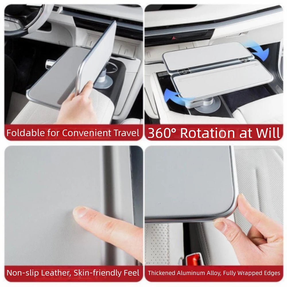2026 New Car Floating Small Table for Tesla Model 3 Y X S All Range 360° Rotating Foldable Desk Notebook Cup Holder