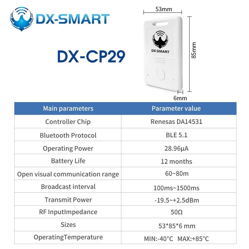 DX-SMART 120m Long Range size Smallest Eddystone ibeacon Ble Bluetooth Beacon DX-CP28 iot device for indoor tracking beacon