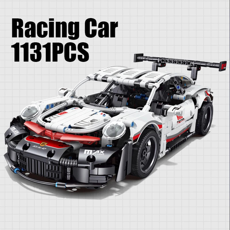 1131PCS Racing Car Model Building Blocks Toys White Sport Car Small Particle Assembly Bricks Sets Collection Creative Gifts