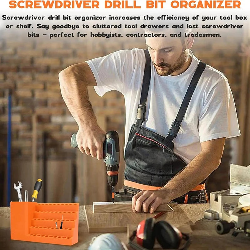 50-Hole 1/4 Inch Impact Driver Bit Holder Organizer Durable Tool Box for DIY Workshop Hex Screwdriver Bit Storage Box
