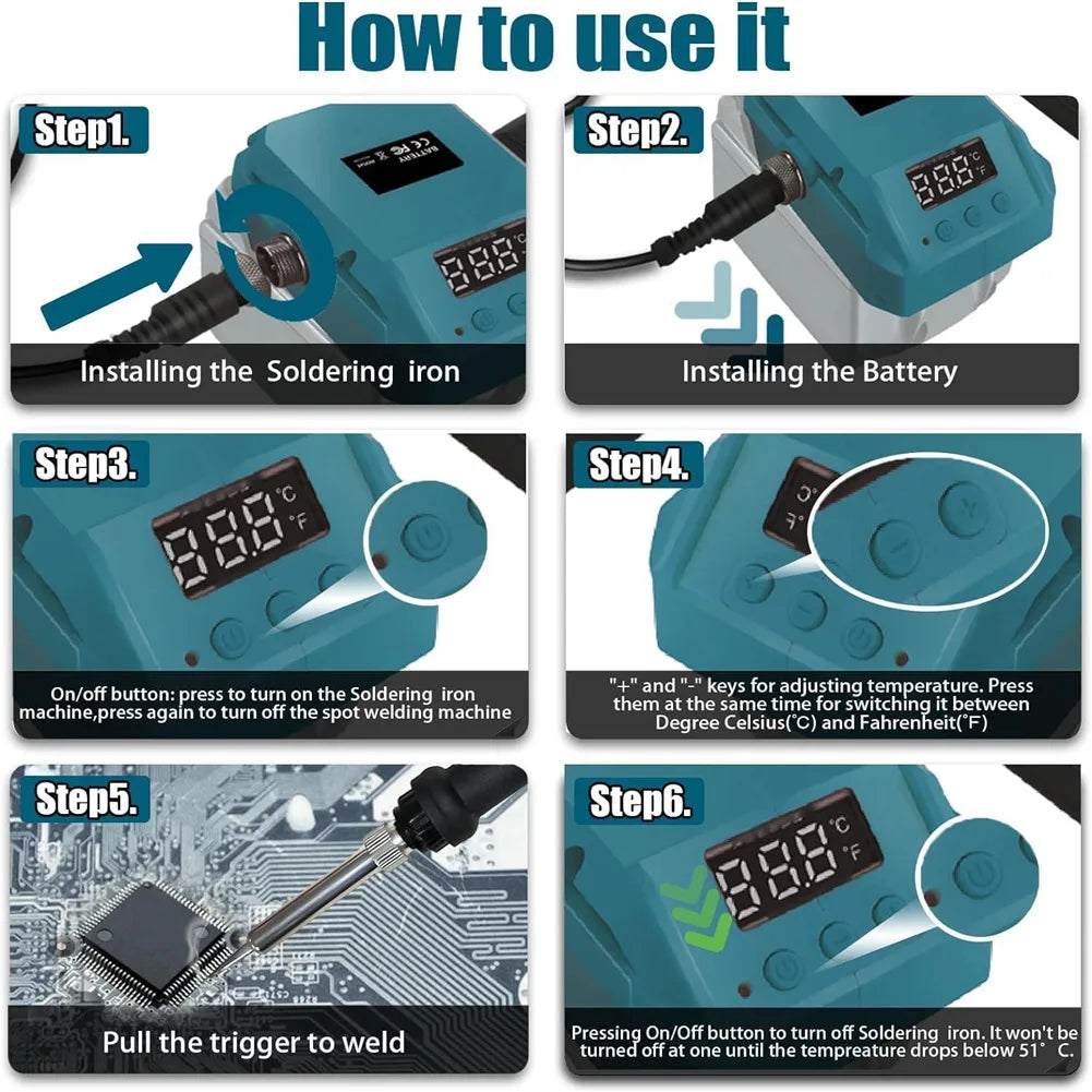 L33A_Battery Soldering Iron for Bosch Professional 18 V System GBA Battery,60W Cordless Soldering Iron Adjustable Temperature