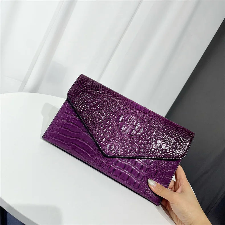 Women Hot Sales Crocodile Handbag  Female Alligator Pattern Leather Clutches Purse Crossbody Shoulder Bag Evening Bags