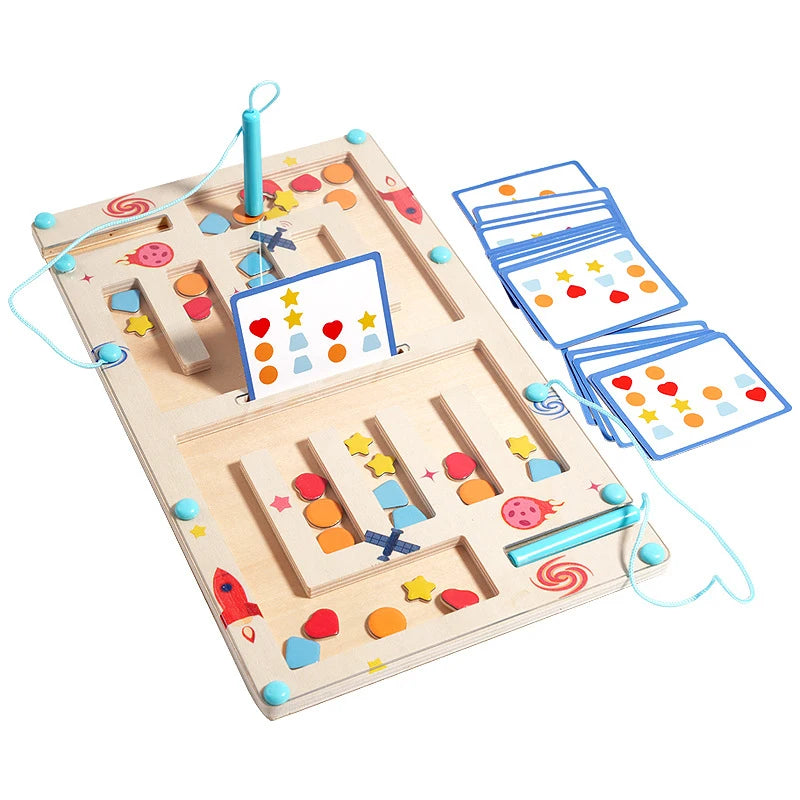 Kawaii 2 Players Magnetic Shape Maze Board Game Kids Logical Thinking Training Preschool Educational Battle Toy Gift