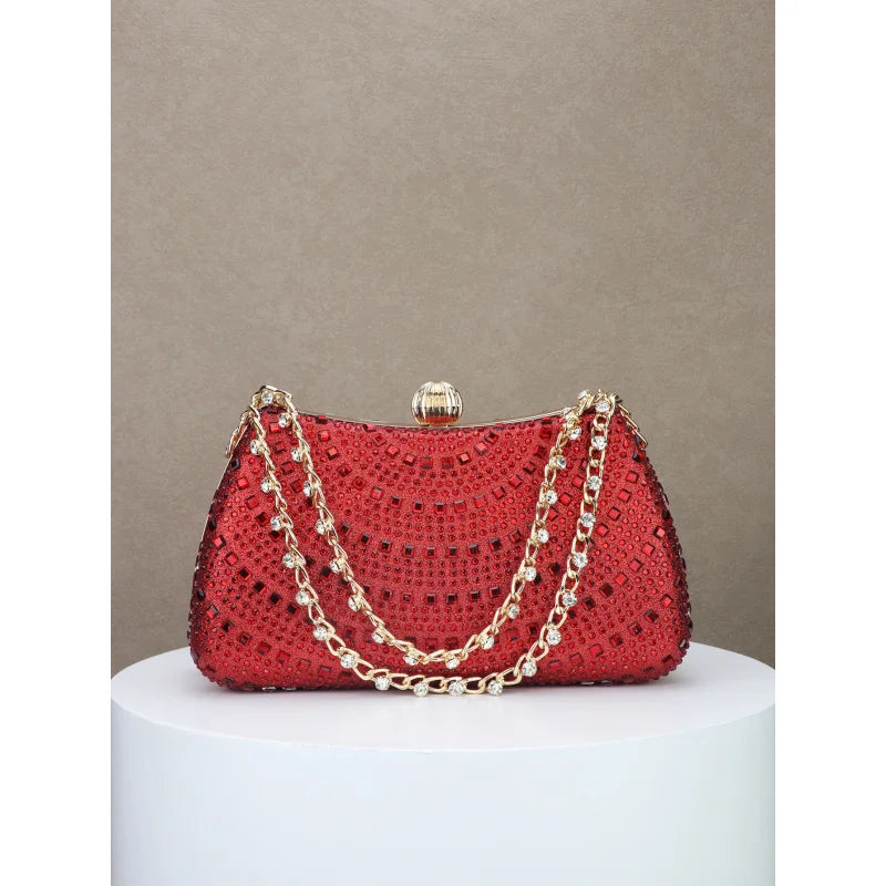 2026New model full diamond sparkling bridal handbag, dress bag, evening bag, banquet bag, mother of the bride wedding bag