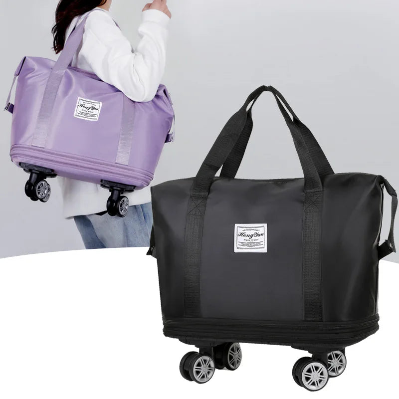 Universal Wheel Expandable Luggage Large Capacity Dry and Wet Separation Storage Travel Fitness Bag Lightweight Luggage