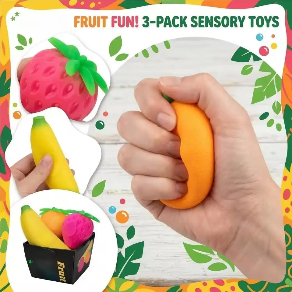 New Fruit  NeeDoh Squishy Toy Simulated Strawberry Bananab Orange Fidget Sensory Toy Stress Relief Anti-Anxiety TPR Toy